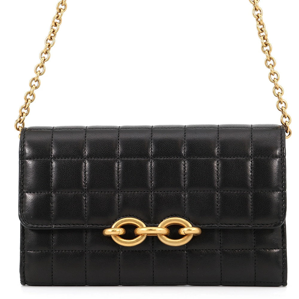 Saint Laurent Paris Chain Wallet LE MAILLON Lambskin Black Shoulder